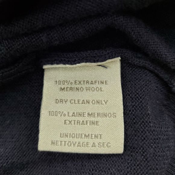 TD Thomas Dean Sweater Mens XL Navy Merino Wool 1/4 Button Knit Made in Italy - Picture 11 of 11